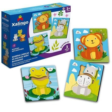 Jogo Educativo Quebra Cabeca Encaixe Baby Bichinhos Xalingo