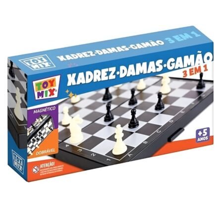 Jogo Xadrez Dama E Gamao Magnetico 3 Em 1 Toy Mix