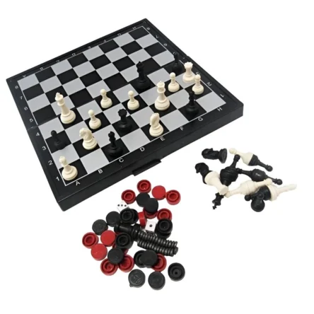 Jogo Xadrez Dama E Gamao Magnetico 3 Em 1 Toy Mix