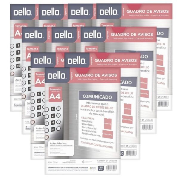Kit 10 Quadros De Avisos Flexivel Cristal A4 Dello