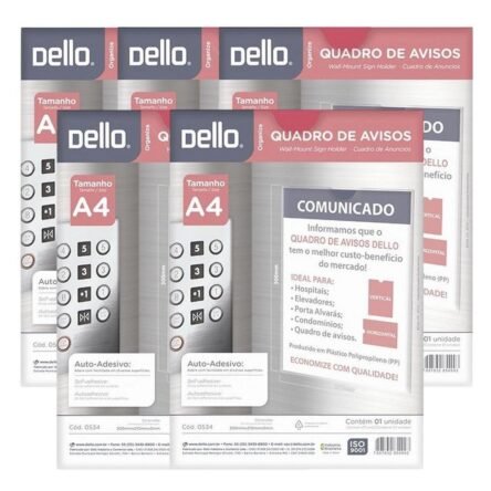 Kit 5 Quadros De Avisos Flexivel Cristal A4 Dello