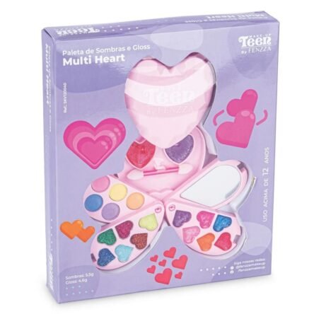 Maquiagem Infantil Paleta Sombras E Gloss Multi Heart Fenzza