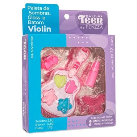 Maquiagem Infantil Paleta Sombras Gloss Batom Violin Fenzza