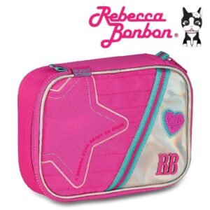 Estojo Box Escolar Rebecca Bonbon Holo Shine Rosa RB27019
