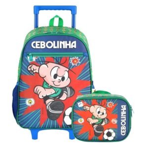 Kit Mochila De Rodinha Cebolinha Futebol +Lancheira Luxcel