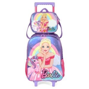 Kit Mochila De Rodinha E Alca Barbie Nas Nuvens +Lancheira