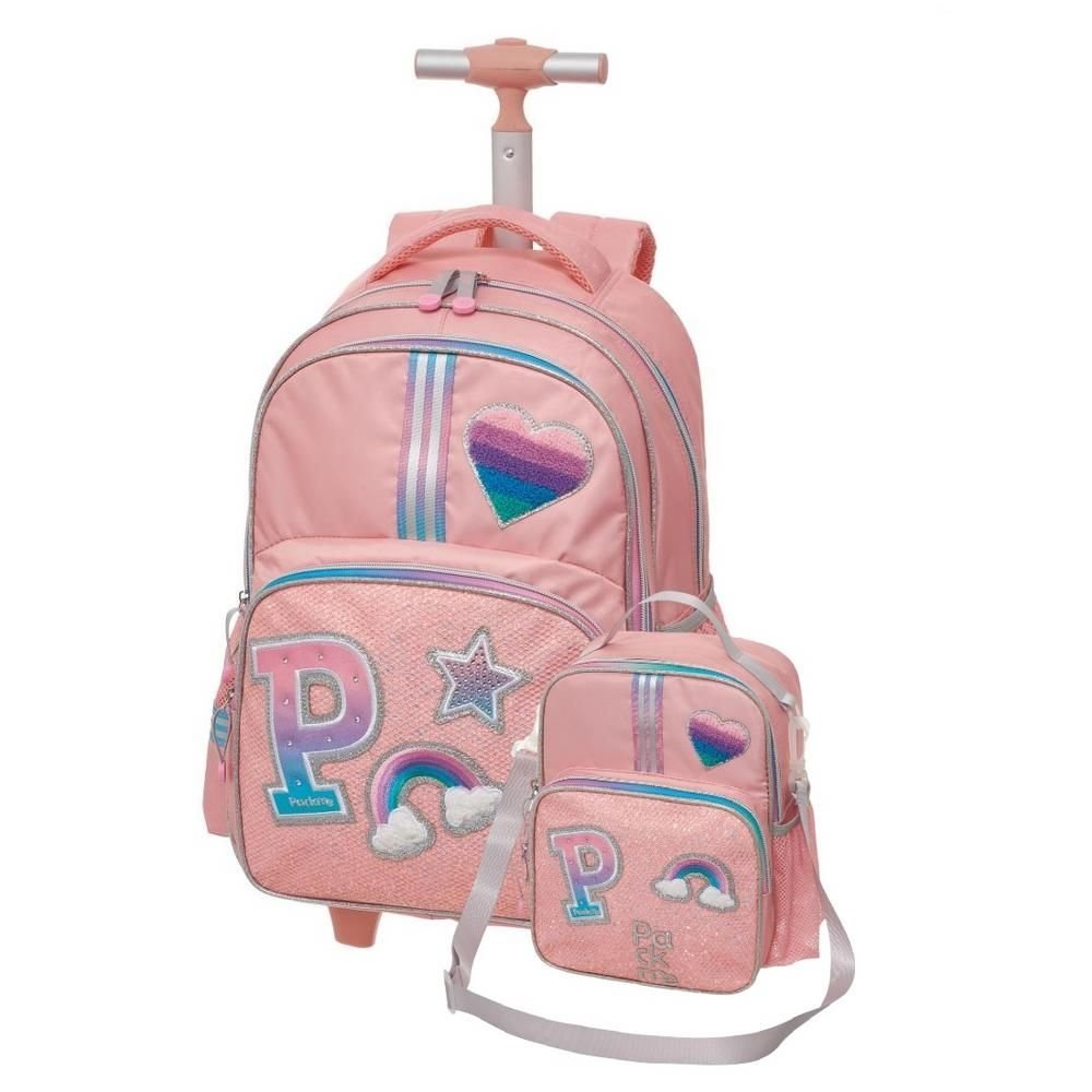 Kit Mochila De Rodinha E Alca Pack Me Emily +Lancheira