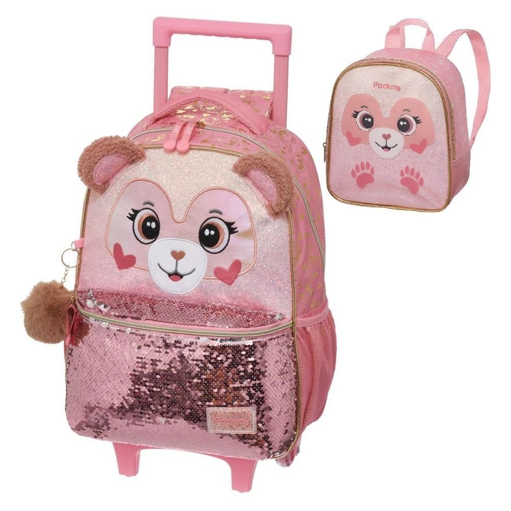 Kit Mochila De Rodinha E Alca Pack Me Teddy Bear +Lancheira - Imagem 2