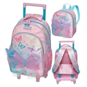 Kit Mochila De Rodinha E Alca Pack Me Wings +Lancheira