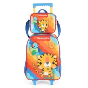 Kit Mochila De Rodinha FisherPrice Tigre Brincando+Lancheira
