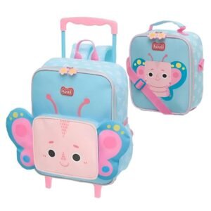 Kit Mochila De Rodinha Kouii Filhotiis Borboleta +Lancheira