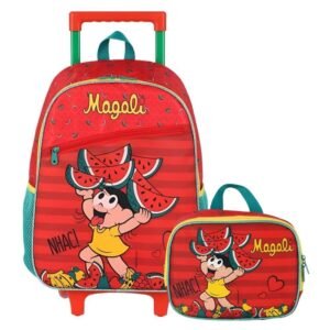 Kit Mochila De Rodinha Magali Melancia Nhac +Lancheira