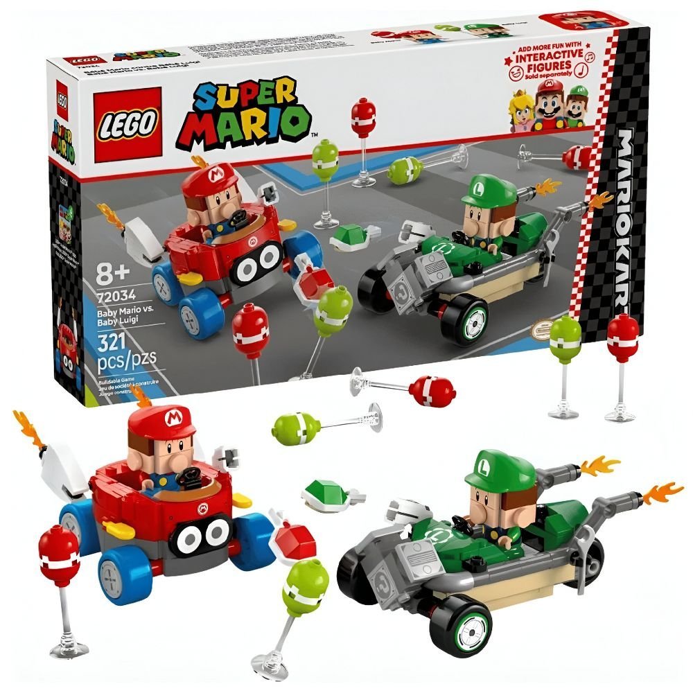 Lego Super Mario Kart Mario Bebe Contra Luigi Bebe 72034
