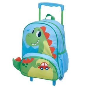 Mini Mochila De Rodinha Packme Dino Play Azul Pacific