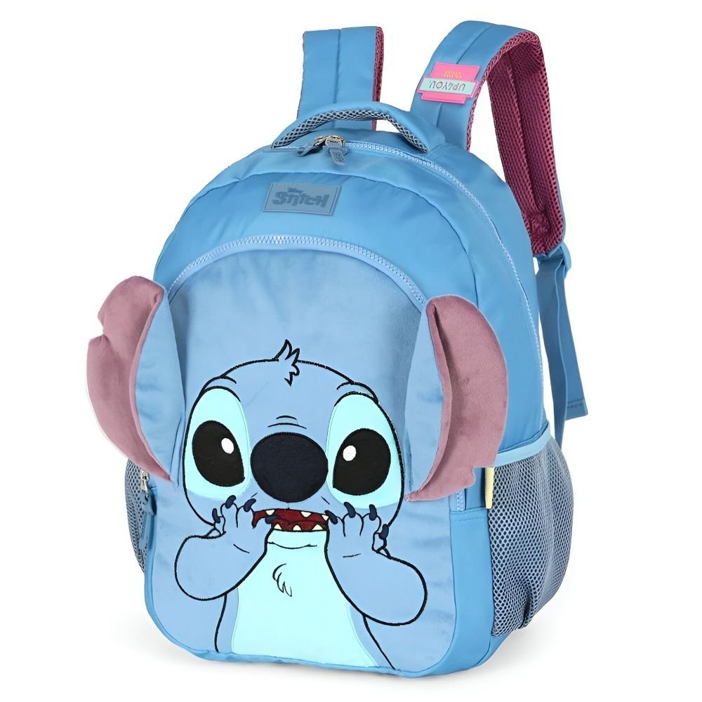 Mochila De Costas Infantil Stitch Peluciada Azul Luxcel - Imagem 2