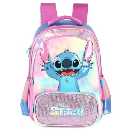 Mochila De Costas Infantil Stitch Rainbow Roxo Luxcel