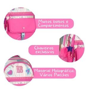 Mochila De Costas Rebecca Bonbon Holo Shine Rosa RB27021