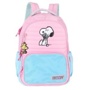 Mochila De Costas Snoopy Screen Rosa E Azul Luxcel