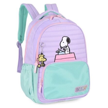 Mochila De Costas Snoopy Screen Roxo E Verde Luxcel