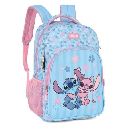 Mochila De Costa Infantil Escolar Stitch Angel Flower Luxcel