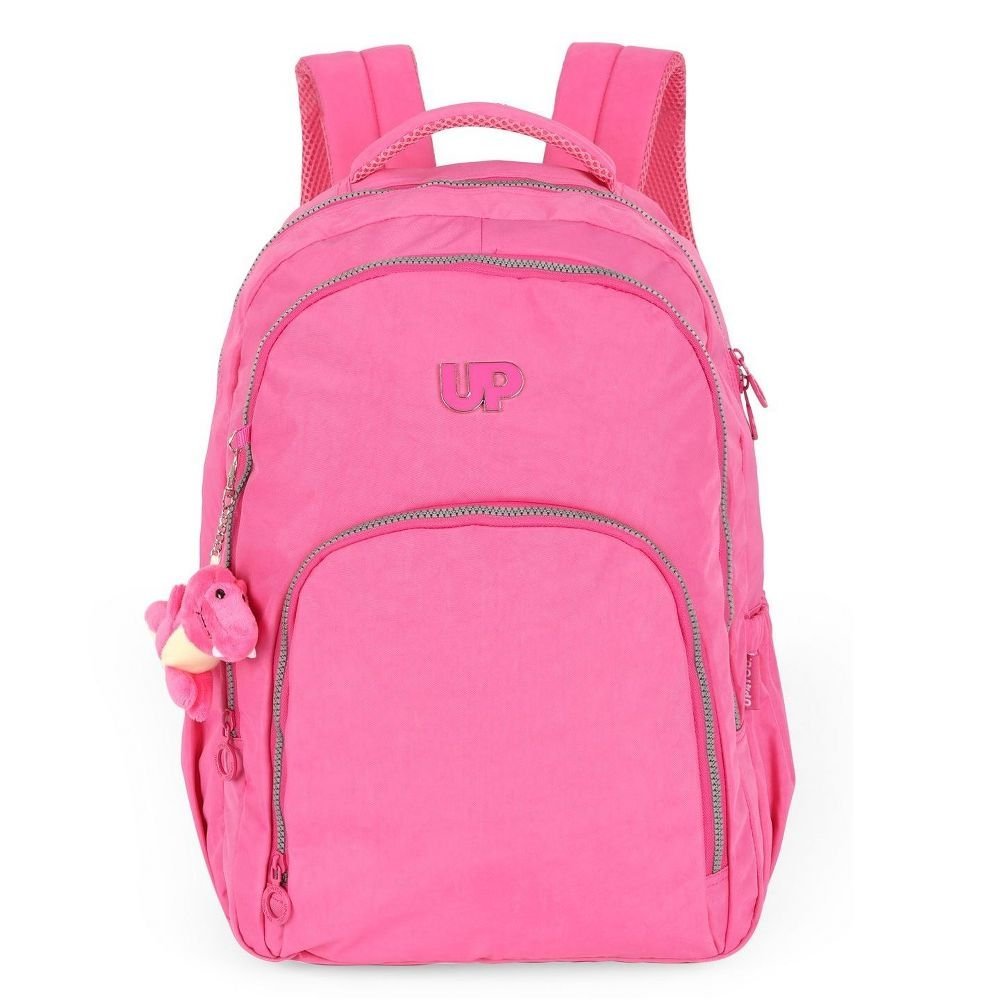 Mochila De Costas UP4YOU Crinkle Chaveiro Dino Rosa Luxcel