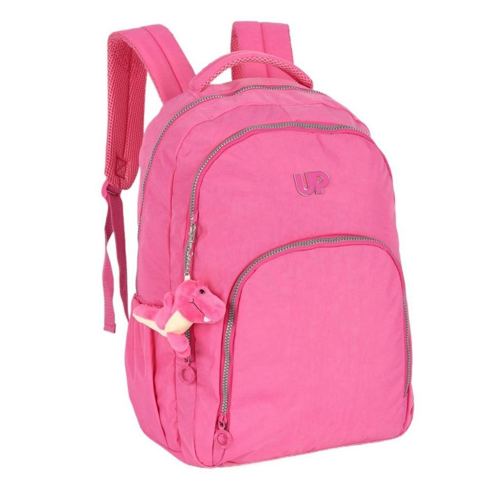 Mochila De Costas UP4YOU Crinkle Chaveiro Dino Rosa Luxcel - Imagem 2