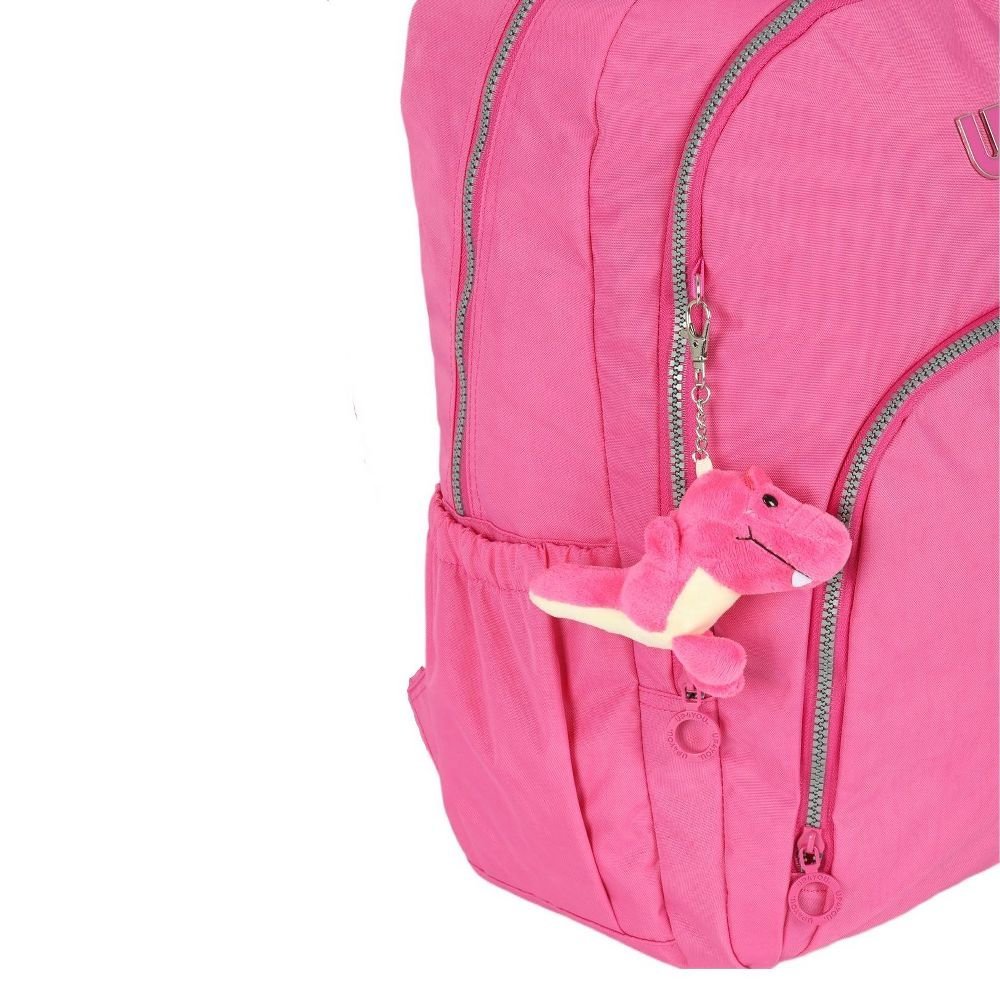 Mochila De Costas UP4YOU Crinkle Chaveiro Dino Rosa Luxcel - Imagem 4