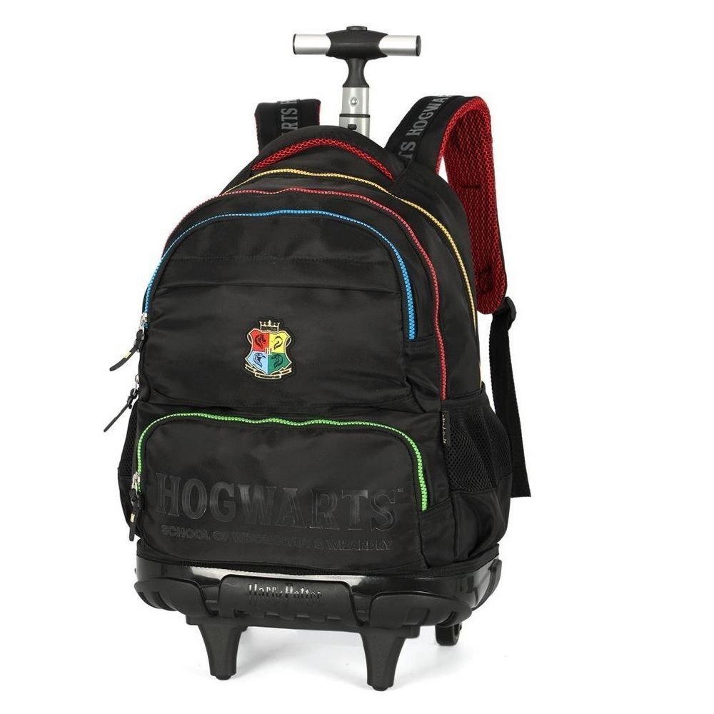 Mochila De Rodinha E Alca Harry Potter Hogwarts Preto Luxcel - Imagem 2
