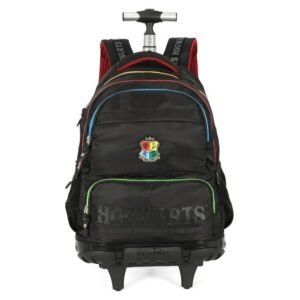 Mochila De Rodinha E Alca Harry Potter Hogwarts Preto Luxcel