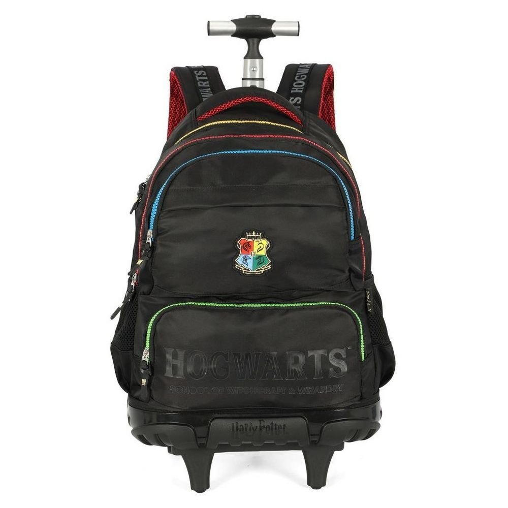 Mochila De Rodinha E Alca Harry Potter Hogwarts Preto Luxcel