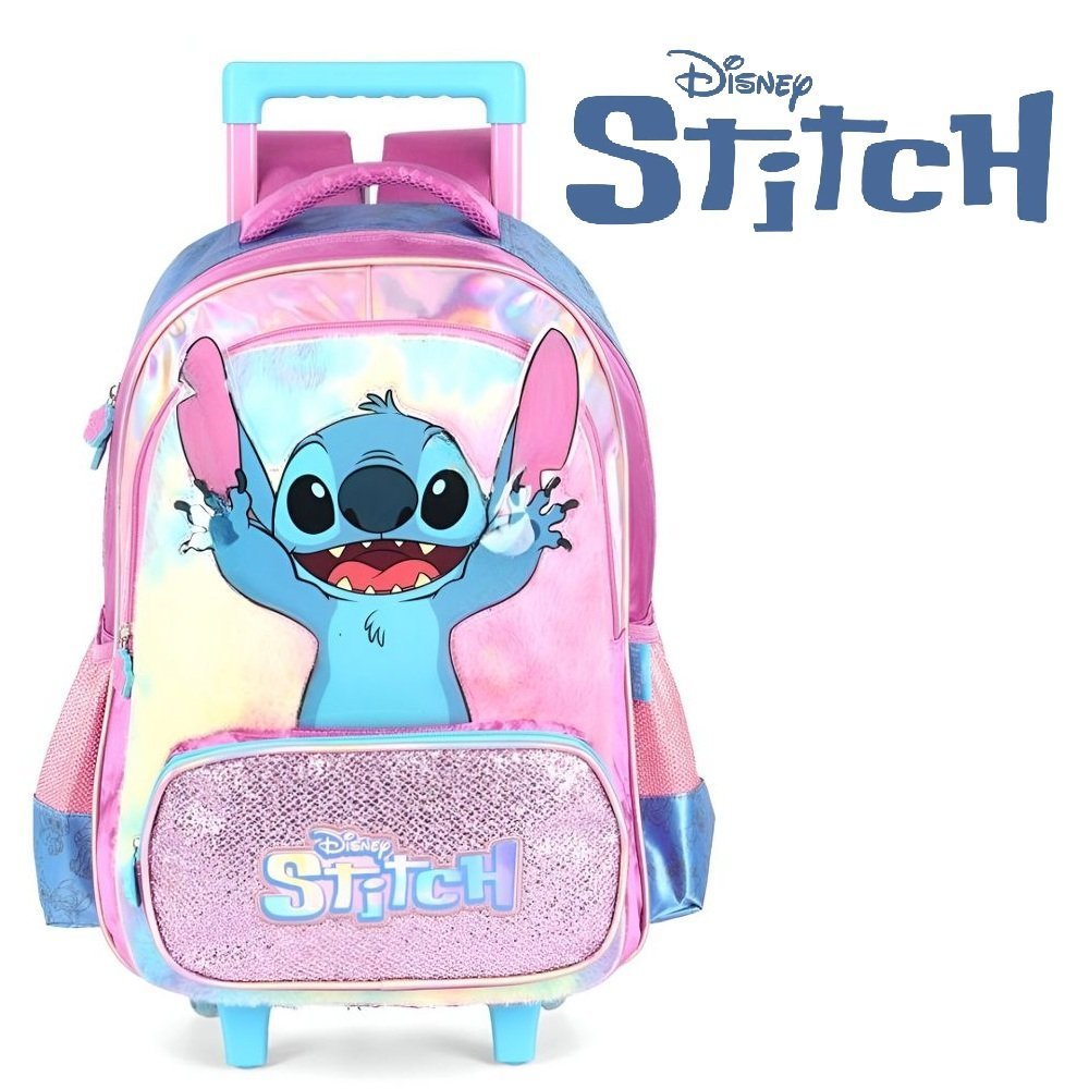 Mochila De Rodinha E Alca Stitch Rainbow Roxo Luxcel - Imagem 2