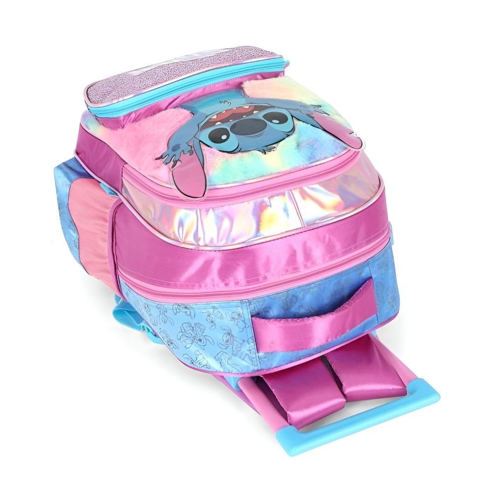 Mochila De Rodinha E Alca Stitch Rainbow Roxo Luxcel - Imagem 4