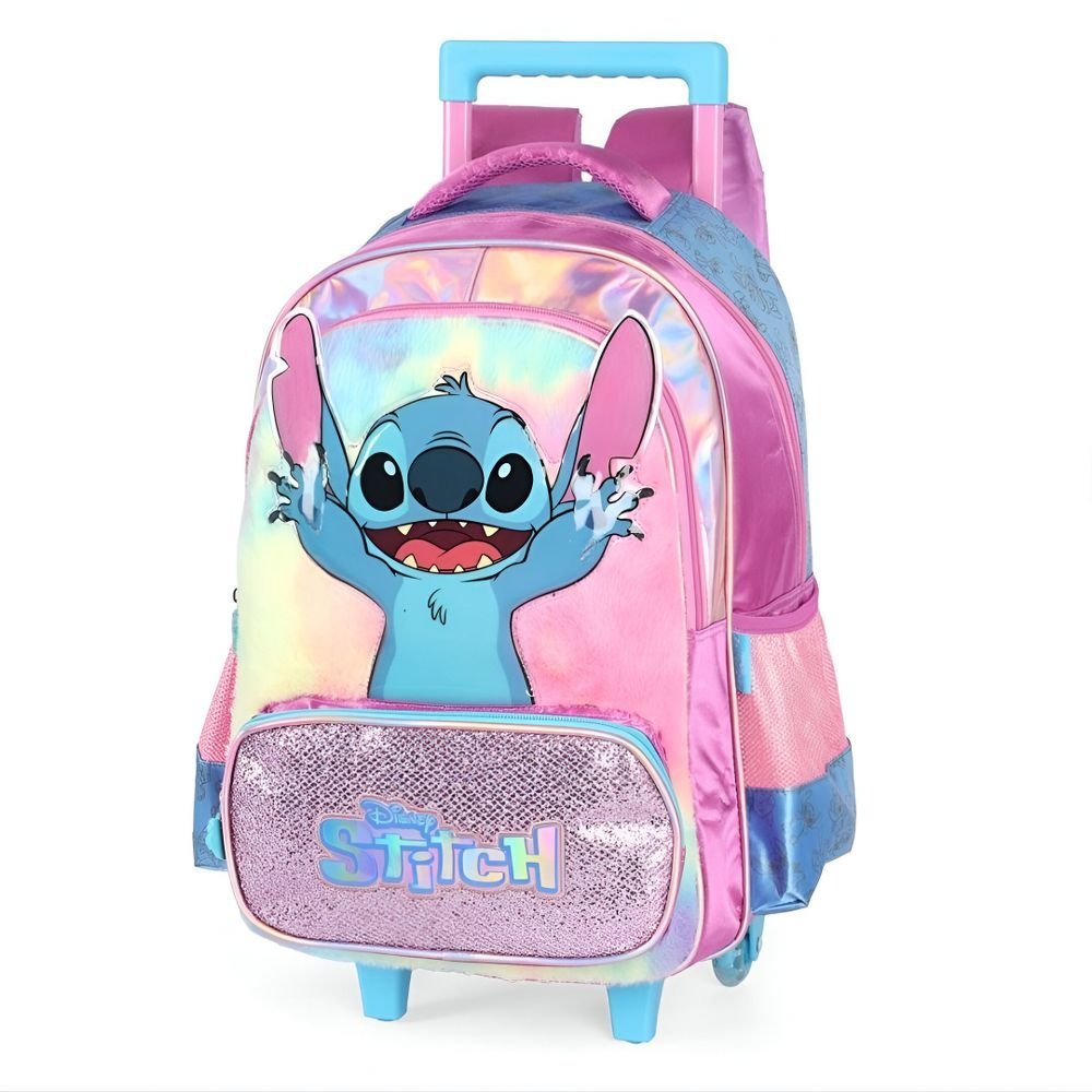 Mochila De Rodinha E Alca Stitch Rainbow Roxo Luxcel