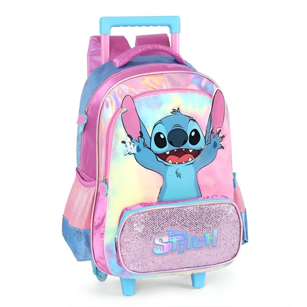 Mochila De Rodinha E Alca Stitch Rainbow Roxo Luxcel - Imagem 3
