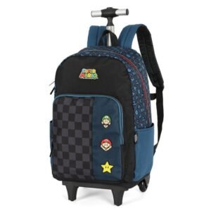 Mochila De Rodinha E Alca Super Mario Quadriculada Luxcel