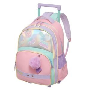 Mochila De Rodinha E Alca Infantil Pampili Colors Pacific