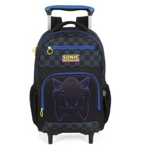 Mochila De Rodinha E Alca Sonic Face 3D Black Luxcel