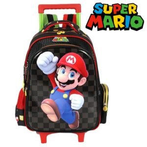 Mochila De Rodinha E Alca Super Mario Bros Preto Luxcel