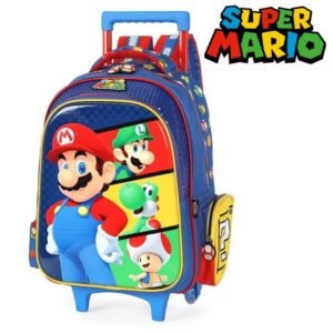 Mochila De Rodinha E Alca Super Mario Play Azul Luxcel